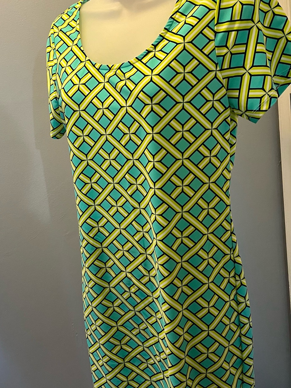 All For Color Citrus Grove Geometric Design Dress Size M